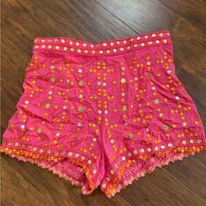 Zara Pink Orange Embellished Shorts